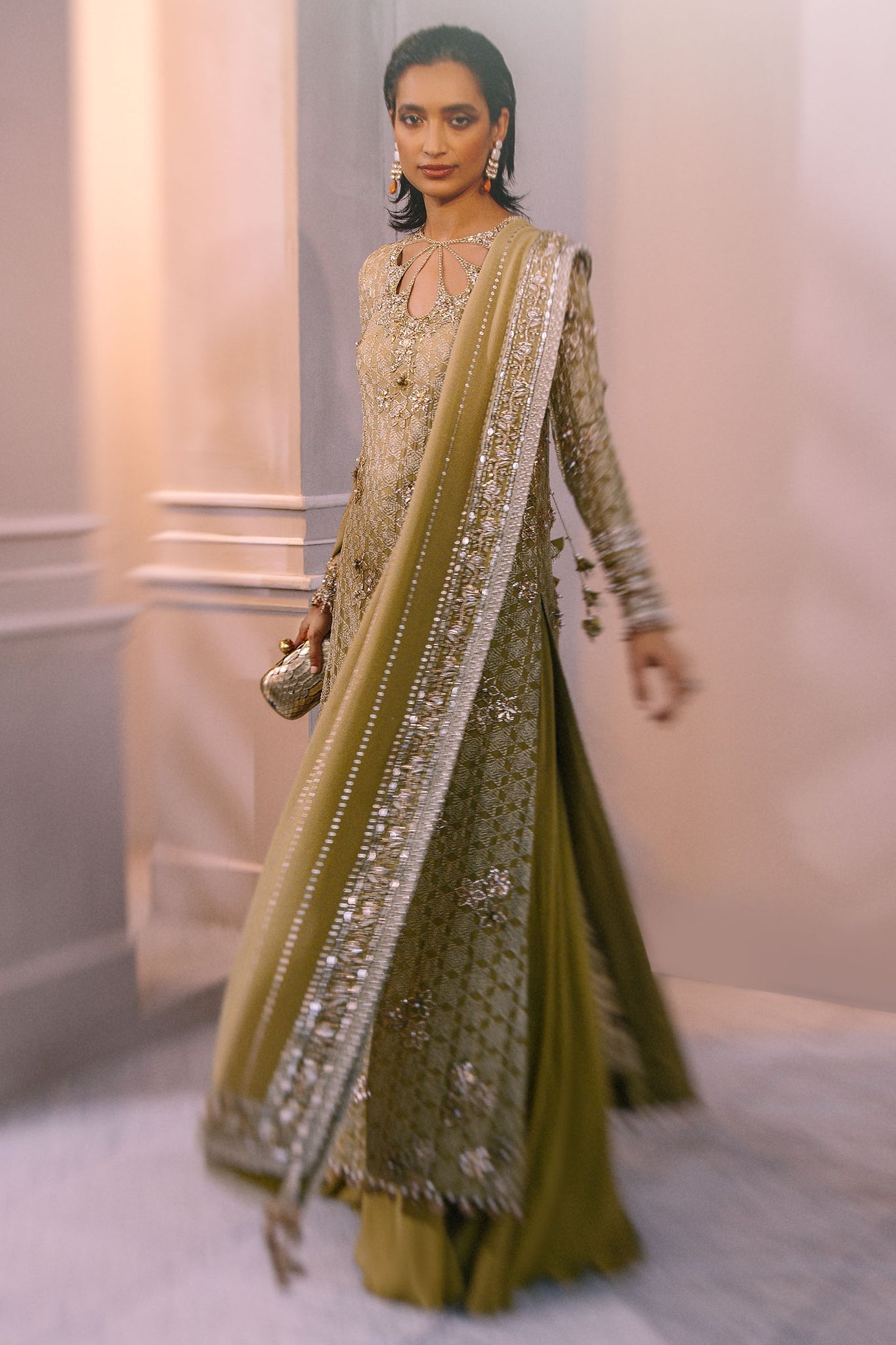 Elan | Demi Couture Onirique | ‰CLAT VERT (EP-20658) - Pakistani Designer Dress - by Elan | Type: Formal - 100% Original at Saira Sultan