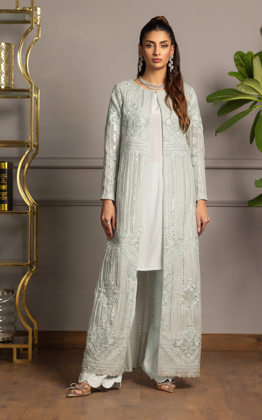 Threads and Motifs | Formal Dresses 25 | Organza Embroidered Jacket With Inner - Pakistani Designer Dress - by Threads and Motifs - Type : Ladies Clothes - 100% Original at Saira Sultan