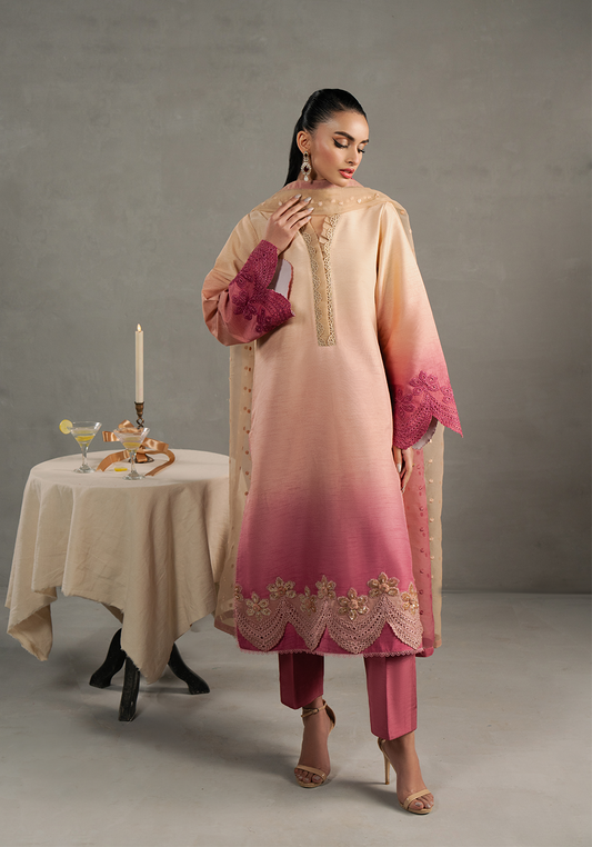 Zarqash | Silk Edit | ZQS 002 Ros¨a S Peach Hue Raw Silk