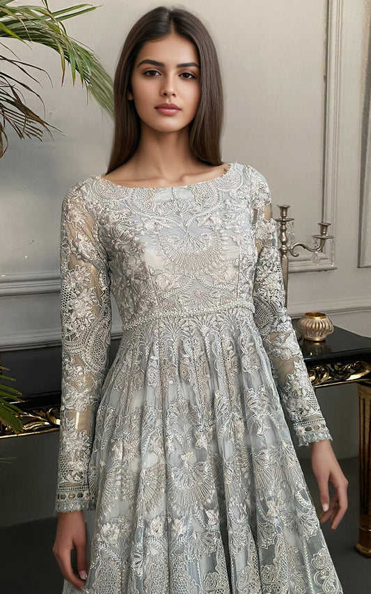 Threads and Motifs | Formal Dresses 25 | Net Embroidered Maxi - Pakistani Designer Dress - by Threads and Motifs - Type : Ladies Clothes - 100% Original at Saira Sultan