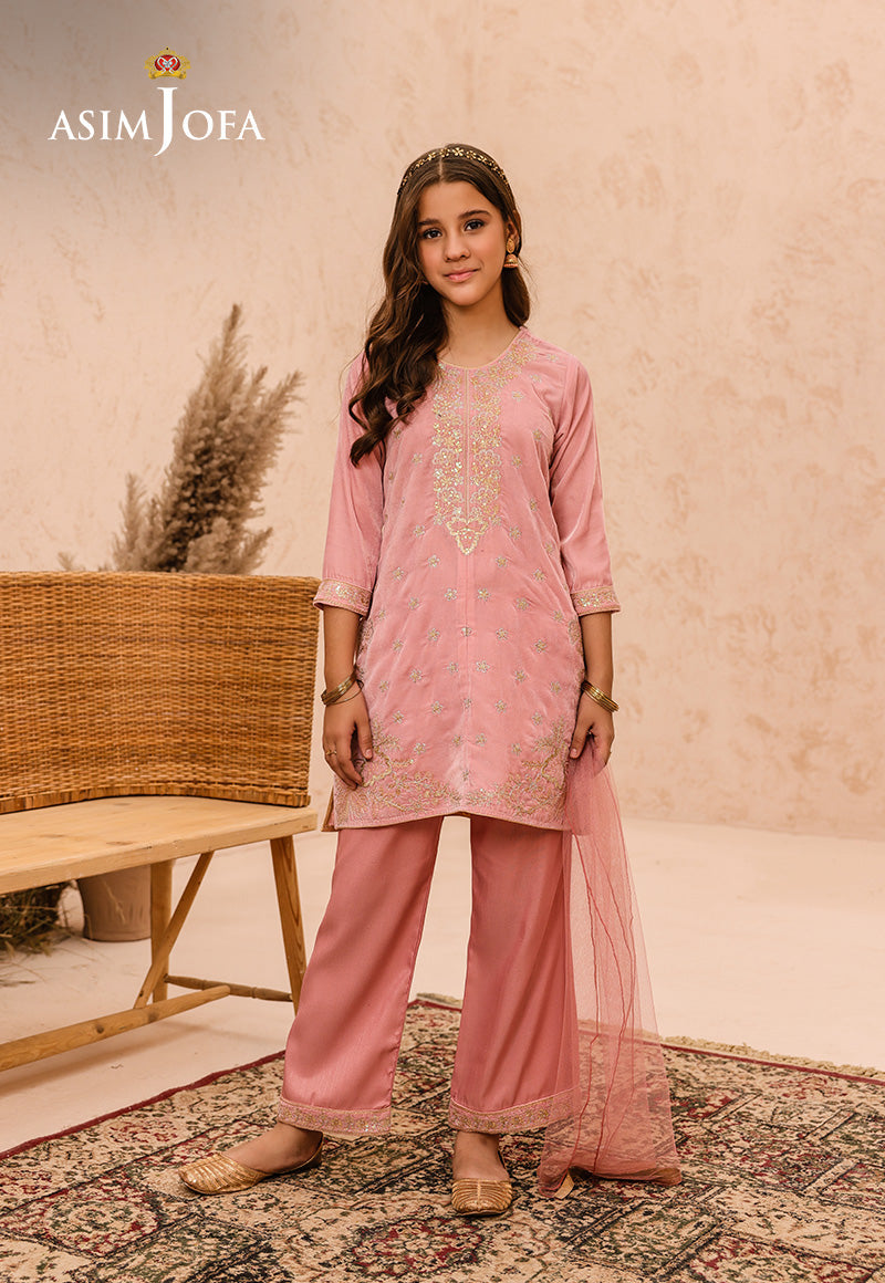 Asim Jofa | Velvet Edit | AJKV-09 8-Jun Peach Pink Velvet