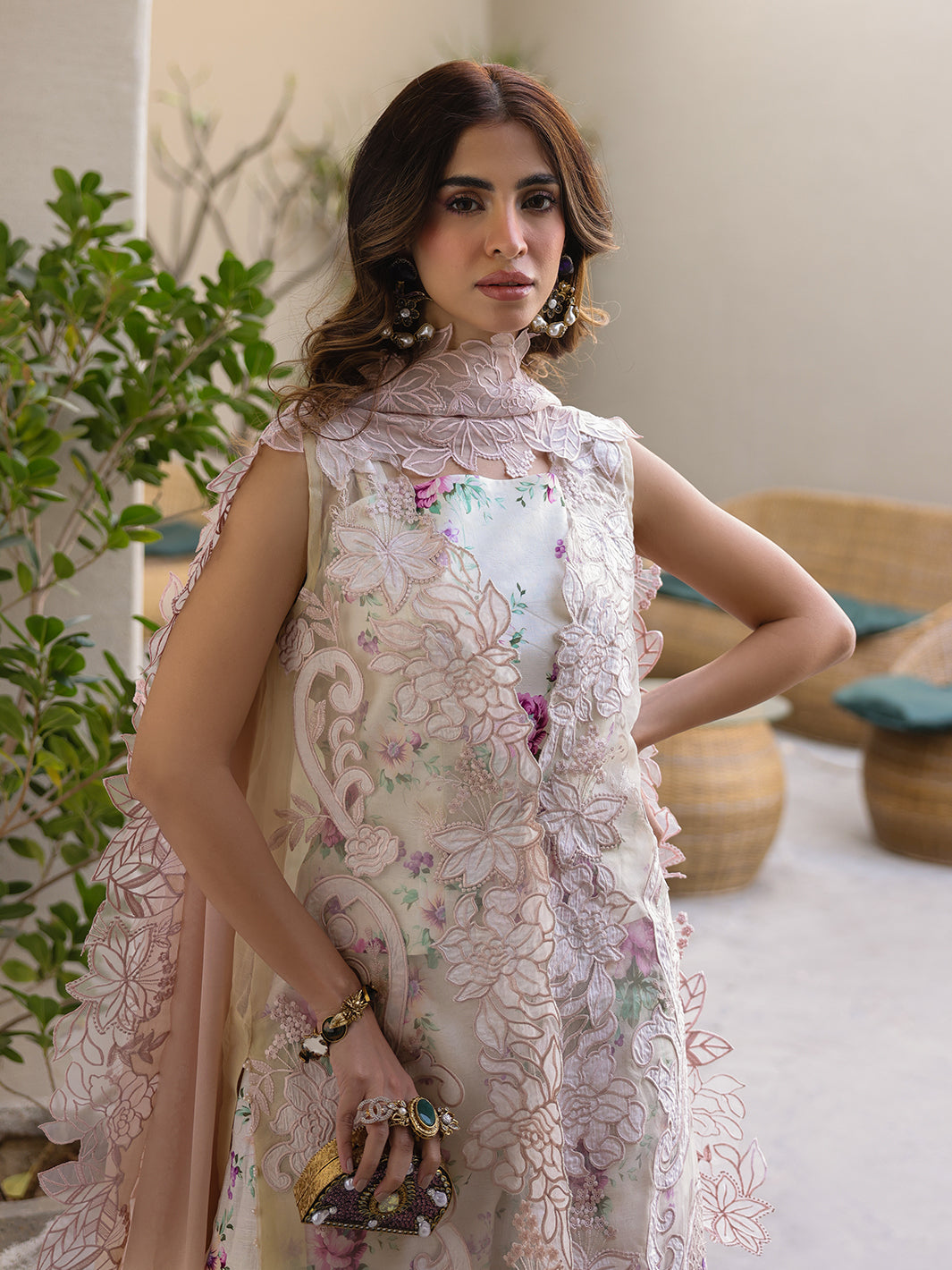Faiza Faisal | Marine Luxury Lawn 25 | ELISHA M White Lawn