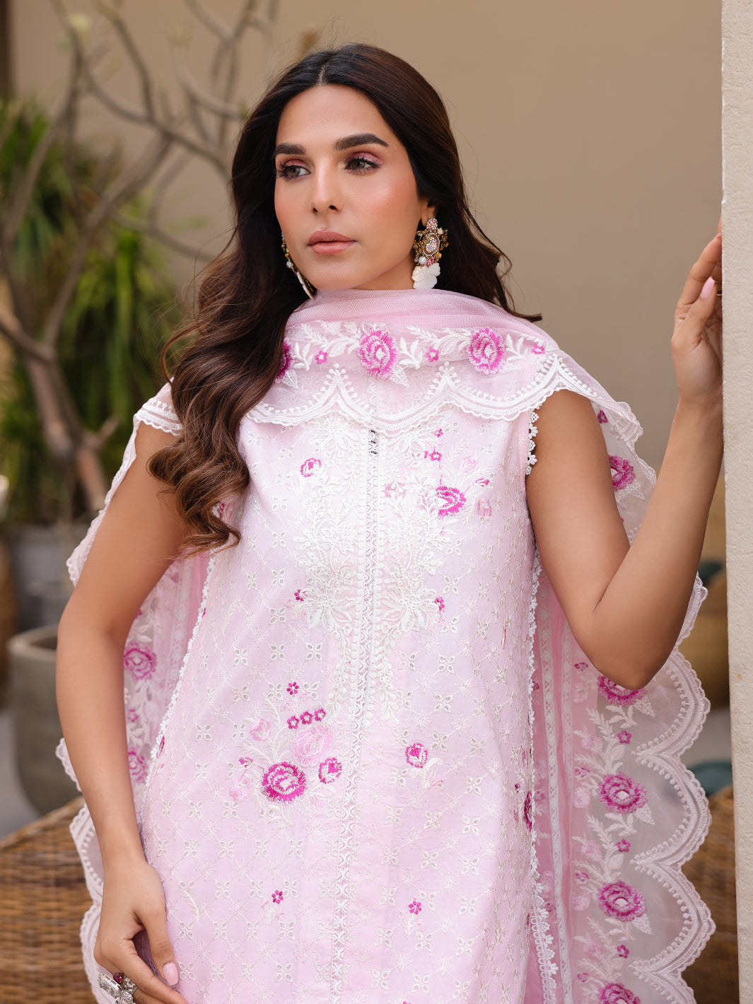 Faiza Faisal | Marine Luxury Lawn 25 | RENA M Rose Pink Lawn