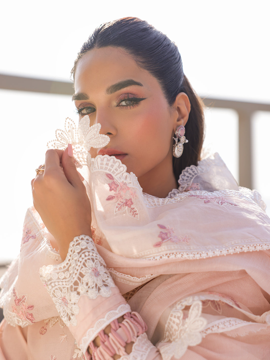 Faiza Faisal | Marine Luxury Lawn 25 | MARIA S Pink Short Shirt with Sharara