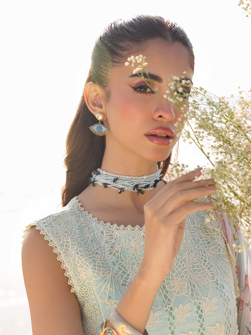 Faiza Faisal | Marine Luxury Lawn 25 | AINE M Light Ferozi Lawn