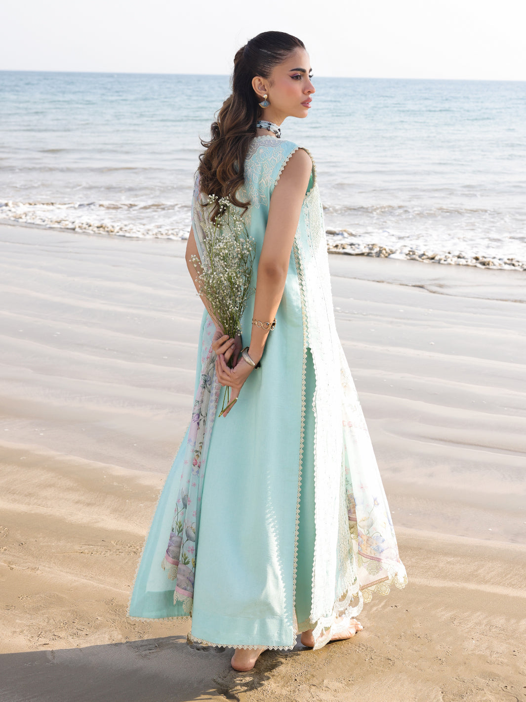 Faiza Faisal | Marine Luxury Lawn 25 | AINE S Light Ferozi Lawn
