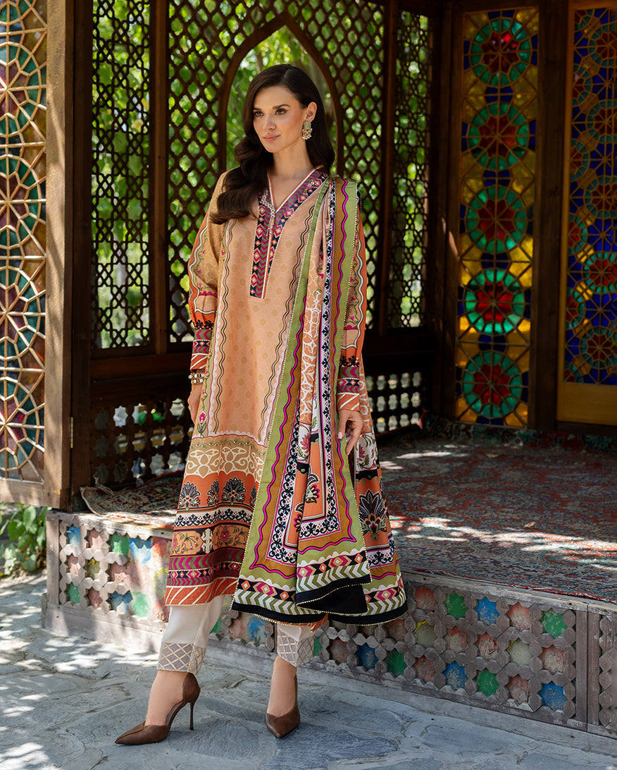 Mushq | Nirvana Printed Silk | Solara Crest - Pakistani Designer Dress - by Mushq - Type : Ladies Clothes - 100% Original at Saira Sultan
