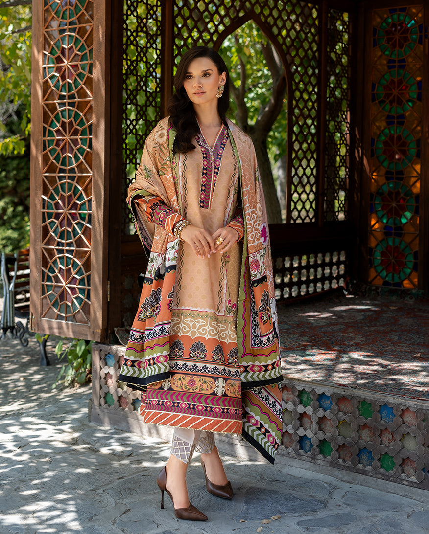 Mushq | Nirvana Printed Silk | Solara Crest - Pakistani Designer Dress - by Mushq - Type : Ladies Clothes - 100% Original at Saira Sultan