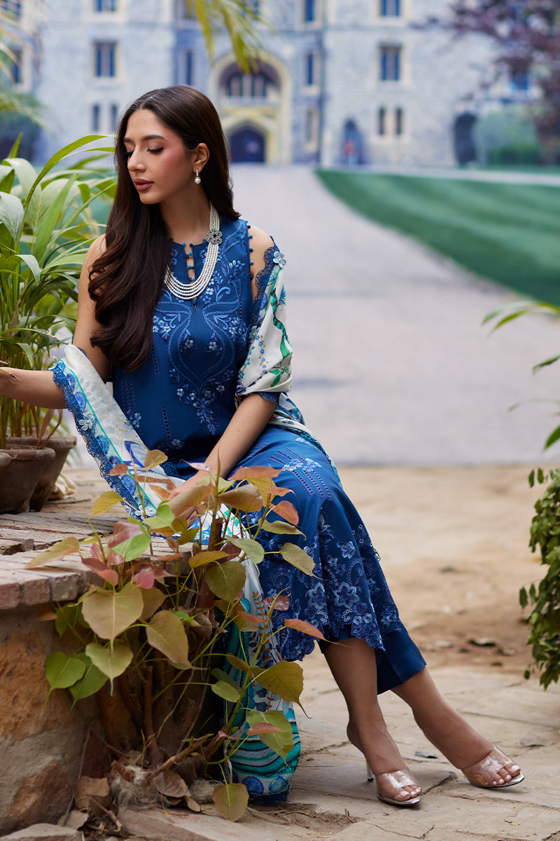 Mina Hassan | Chikankari Lawn 25 | Anaaya XL Royal Blue Lawn