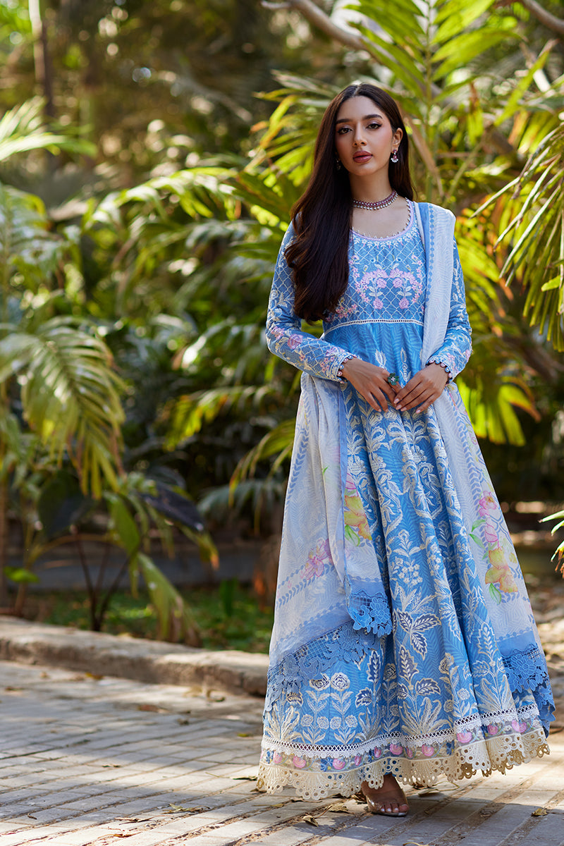 Mina Hassan | Chikankari Lawn 25 | Baano XL Denium Blue Lawn