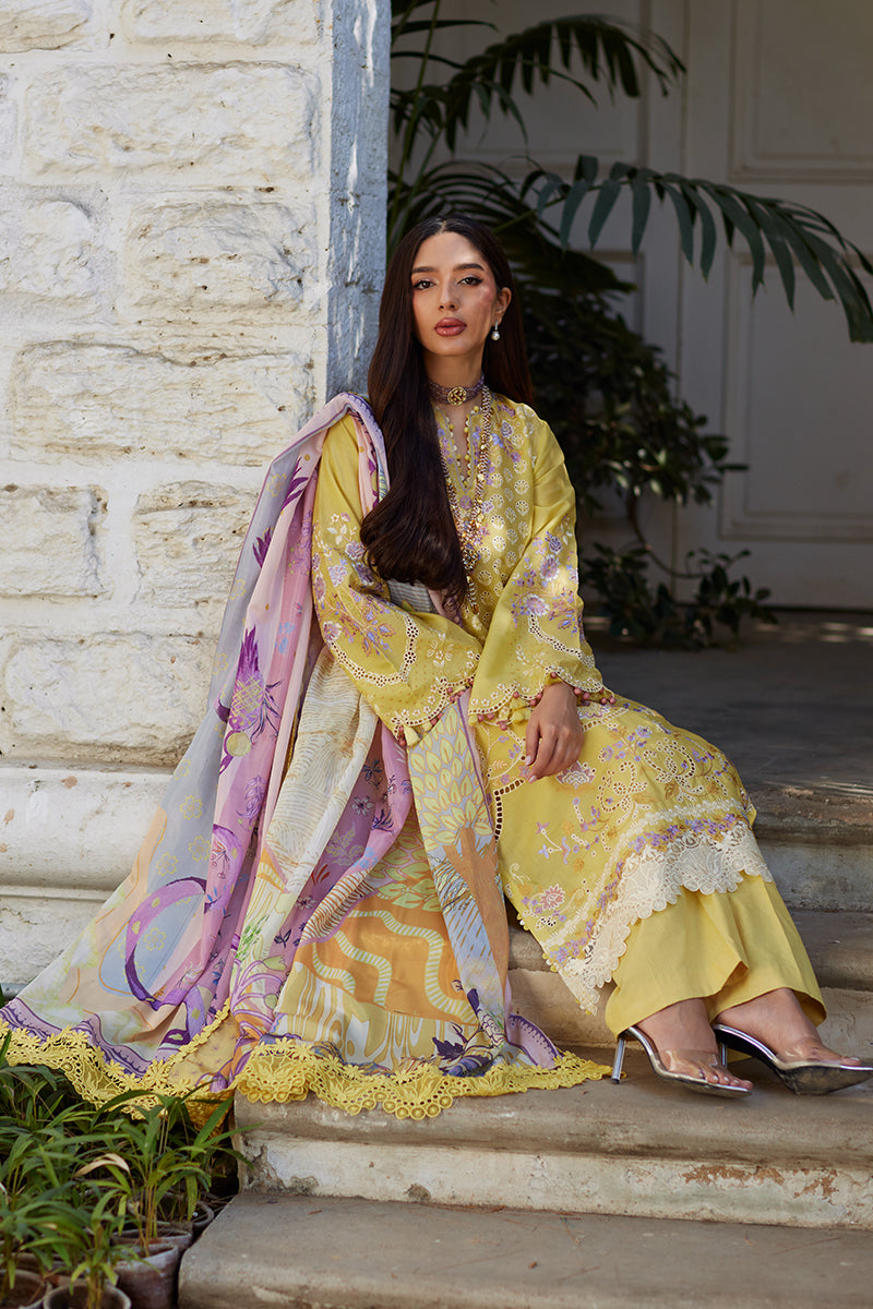 Mina Hassan | Chikankari Lawn 25 | Ayla Custom Size Yellow Lawn