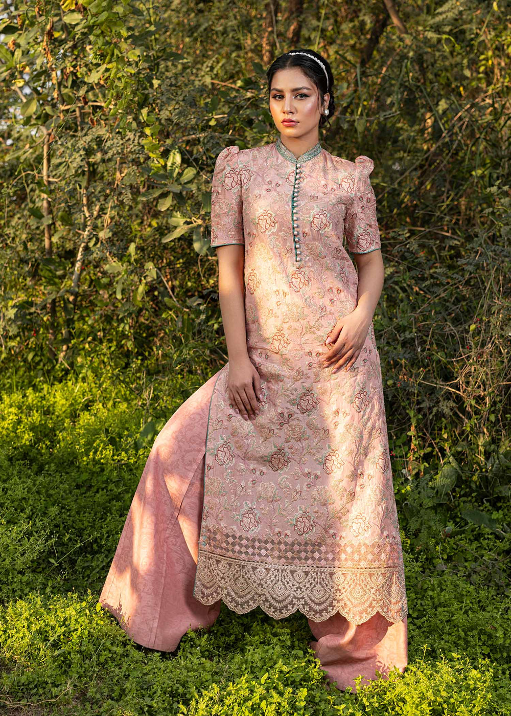 HSY | Summer Edit | Salmon Pink - Pakistani Designer Dress - by HSY - Type : Ladies Clothes - 100% Original at Saira Sultan