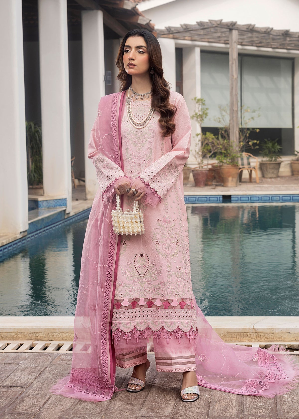 Shurooq | Luxury Lawn 25 | Blossom L Light Pink Lawn