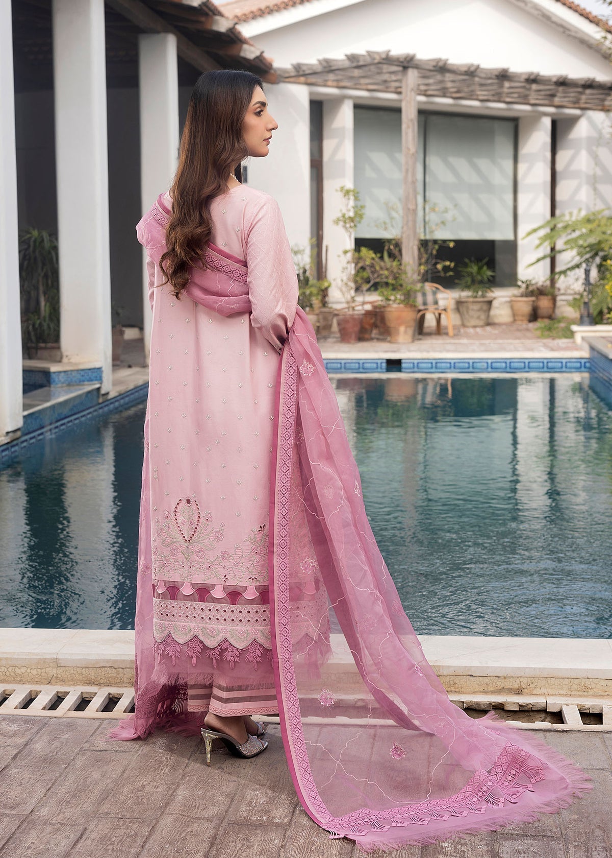 Shurooq | Luxury Lawn 25 | Blossom S Light Pink Lawn