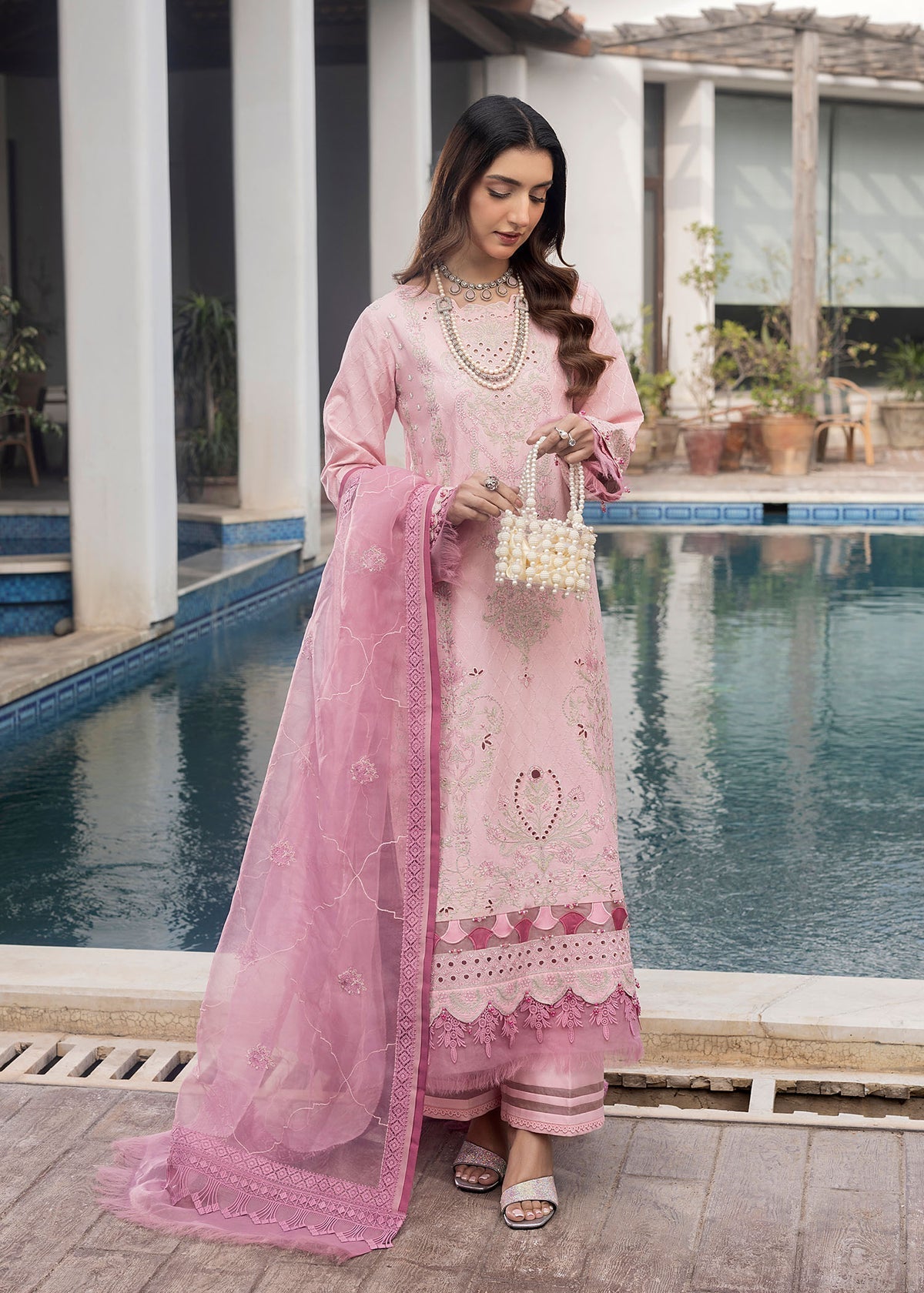 Shurooq | Luxury Lawn 25 | Blossom XL Light Pink Lawn