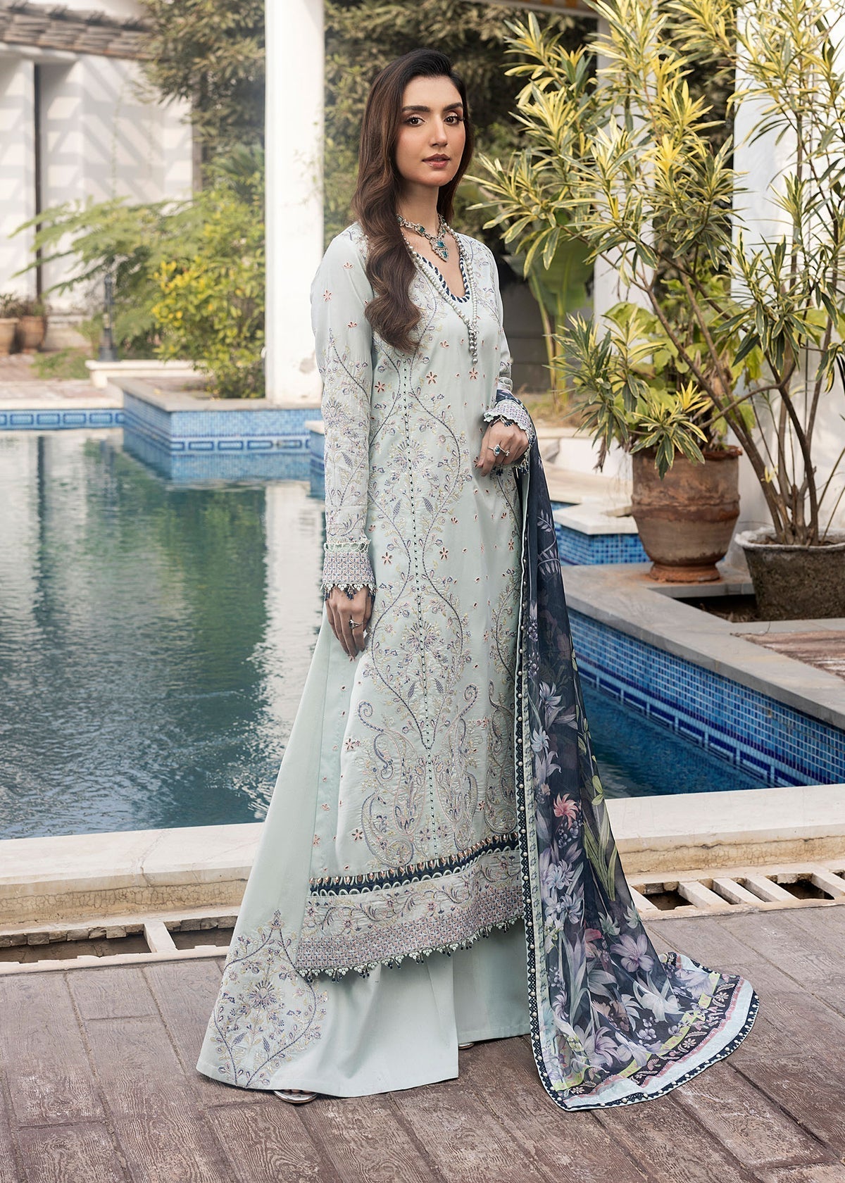 Shurooq | Luxury Lawn 25 | Evie S Light Blue Lawn