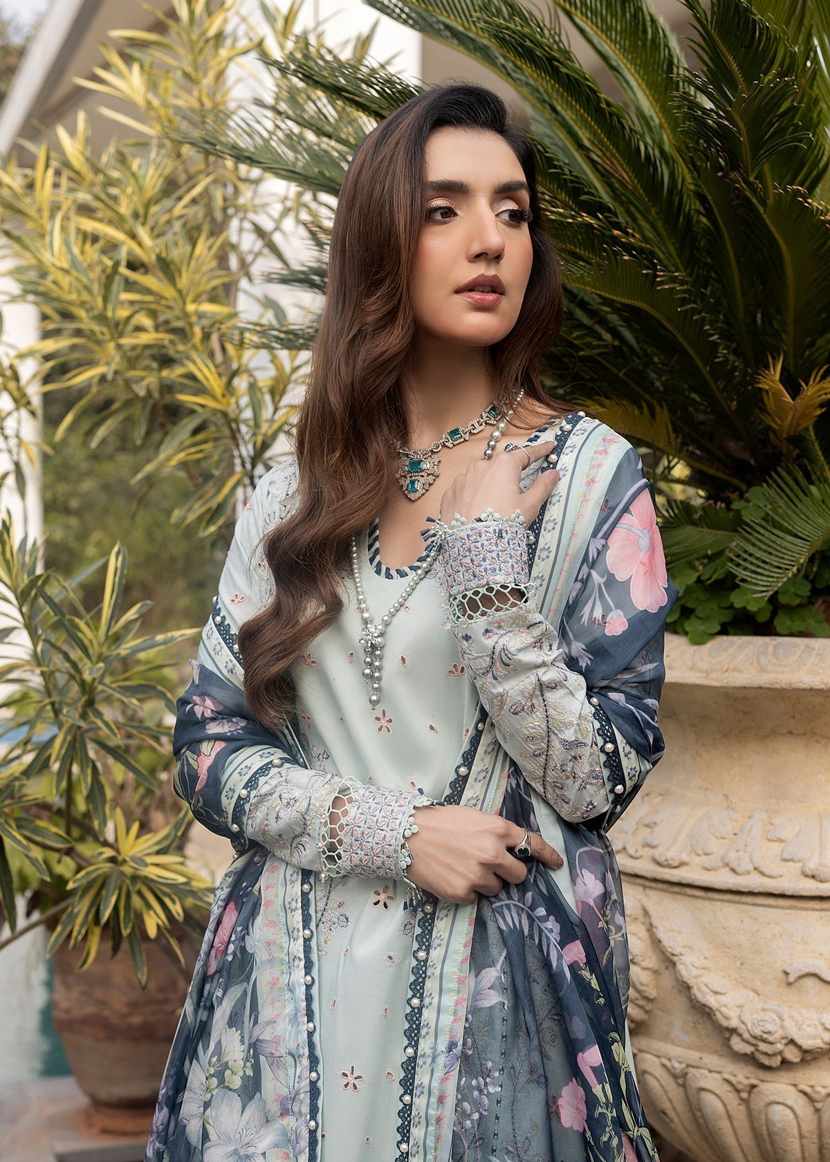Shurooq | Luxury Lawn 25 | Evie XL Light Blue Lawn