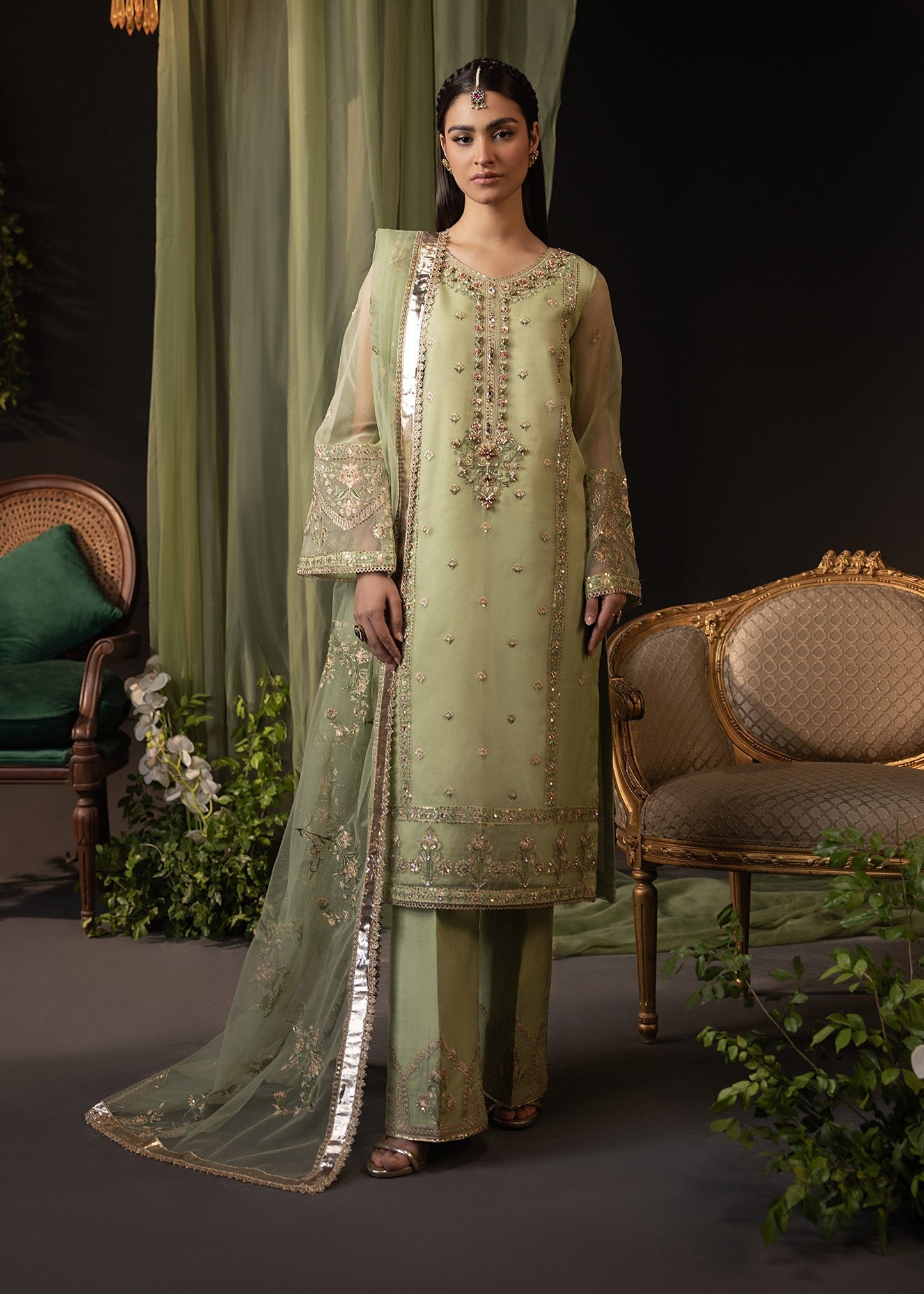 Shurooq | Garden of Dream | Verde S Mint Green Organza