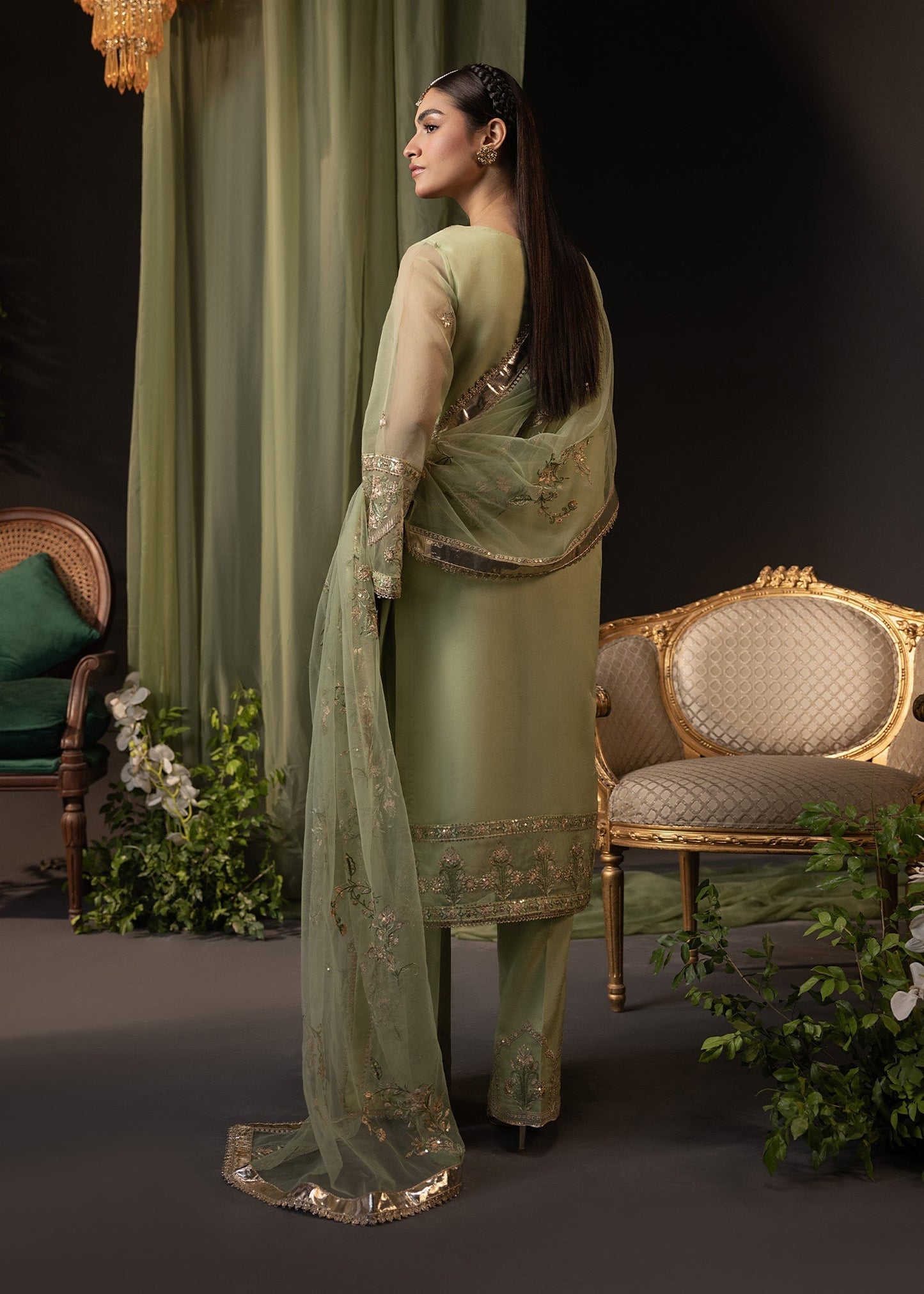 Shurooq | Garden of Dream | Verde M Mint Green Organza