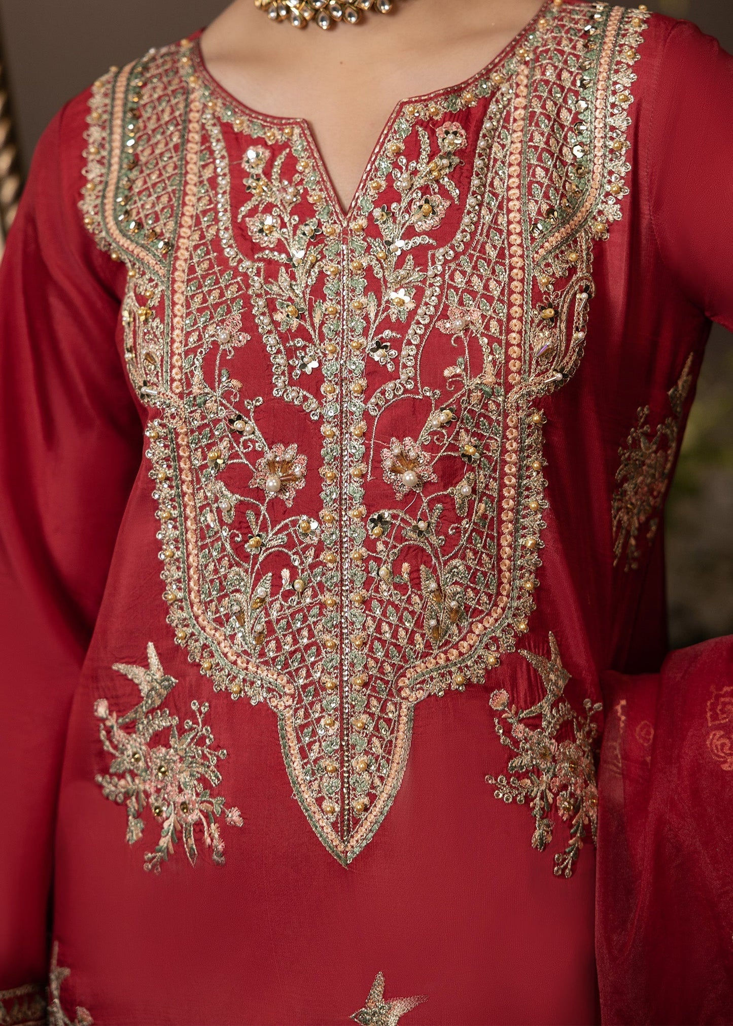 Shurooq | Garden of Dream | Crimson L Red Silk