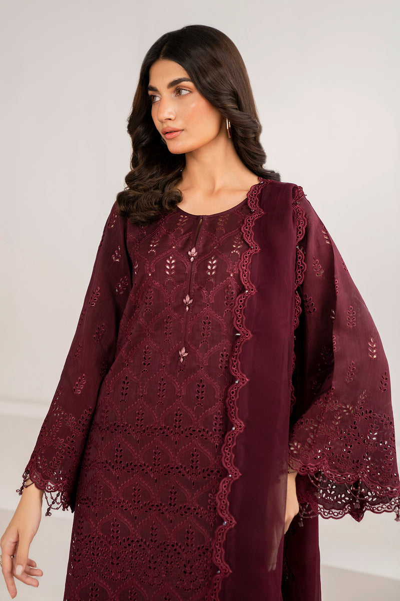 Baroque | Formal Collection | CHIFFON UF-690 M Maroon Chiffon