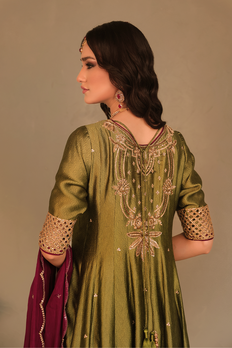 Mona Imran | Dilzaib Formals | Heer M Dark Mehndi Pure Sheesha Silk