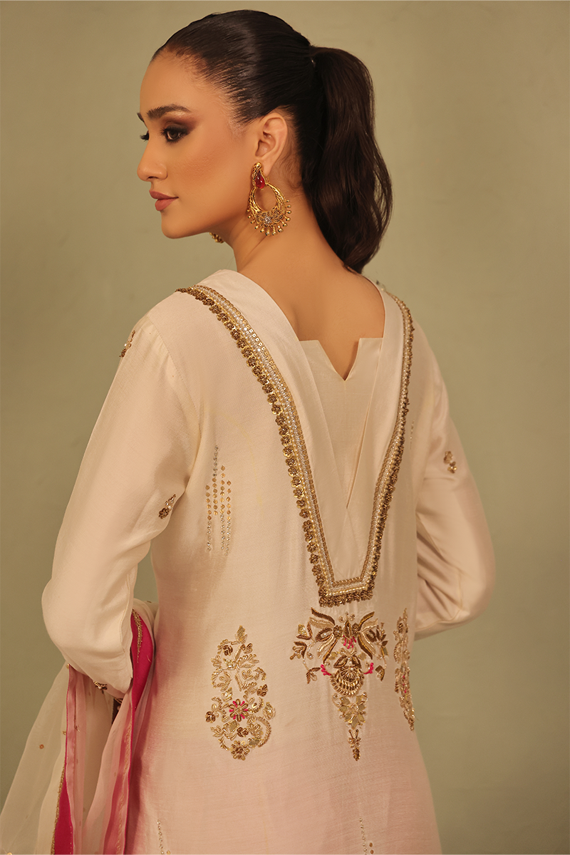 Mona Imran | Dilzaib Formals | Sahiba XL Ivory Pure Sheesha Silk
