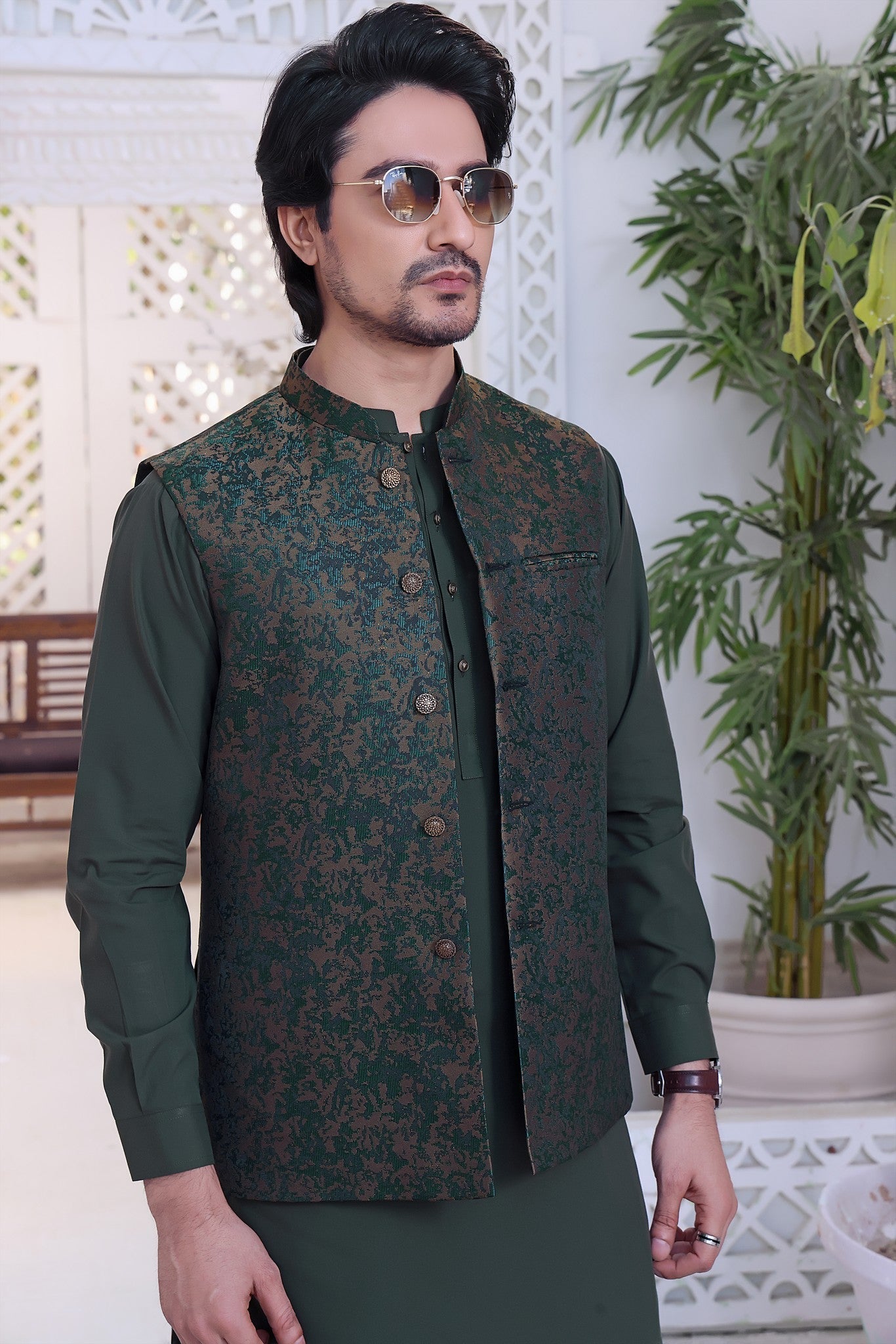 TGM | Men Fancy Wedding | Basil Green (3 Piece) X-Large
