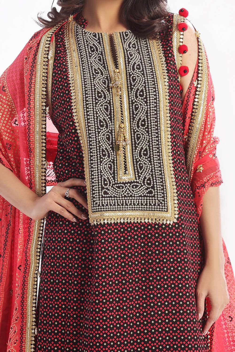 Gul Ahmed | Chunri Lawn 25 | BM-52017 M Black Chiffon