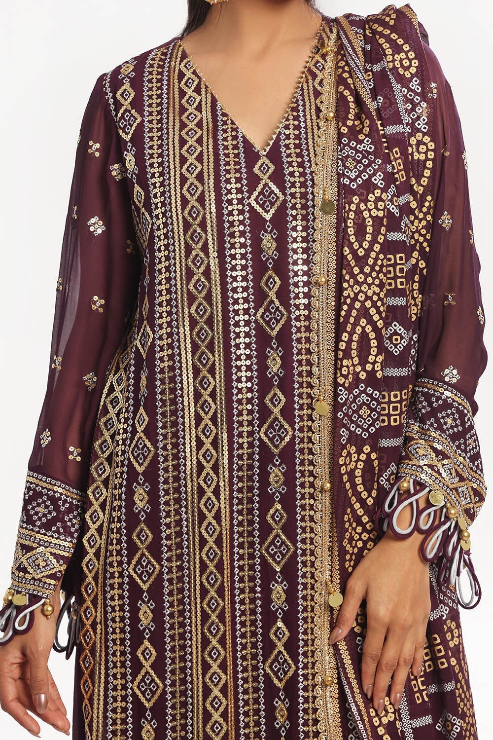 Gul Ahmed | Chunri Lawn 25 | BM-52023 M Dark Plum Chiffon