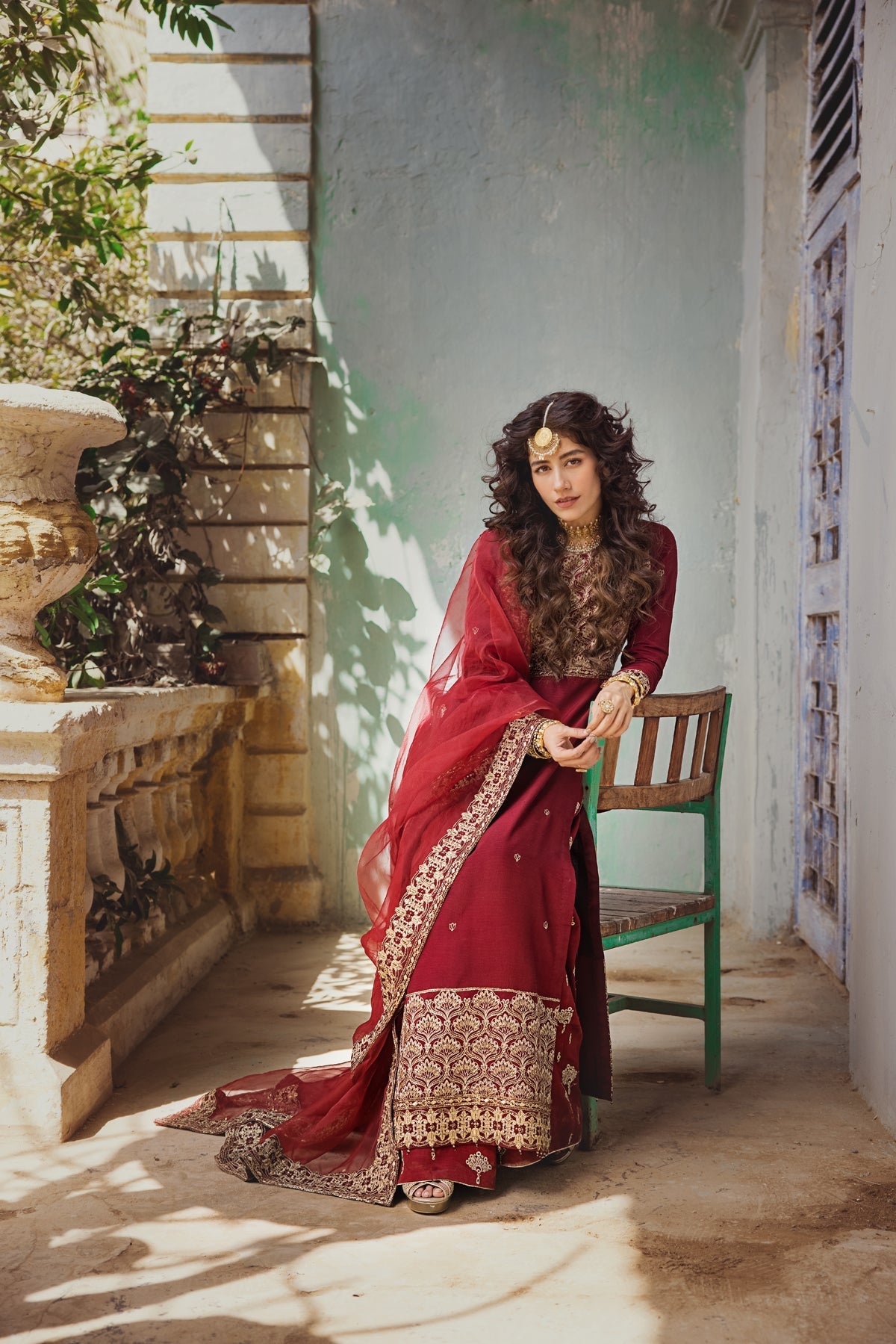 Erum Khan | Umaima Eid Edit | RUMMAISA Custom Size Maroon Raw Silk