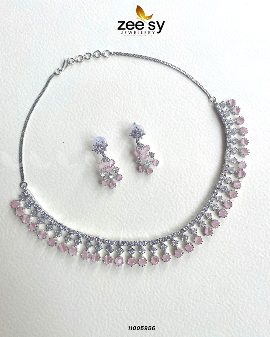 Necklace-0856 Silver Pink