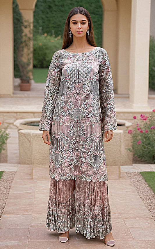 Threads and Motifs | Formal Dresses 25 | Embroidered Shirt With Dupatta And Gharara - Pakistani Designer Dress - by Threads and Motifs - Type : Ladies Clothes - 100% Original at Saira Sultan