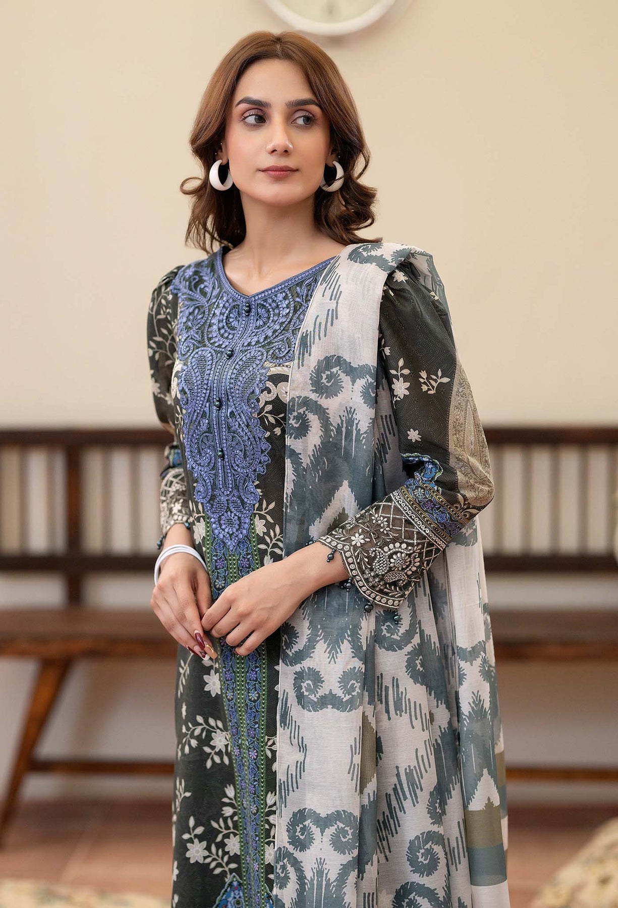 Adans Libas | Prints Eid Edit | 26673 M Deep Gray Lawn
