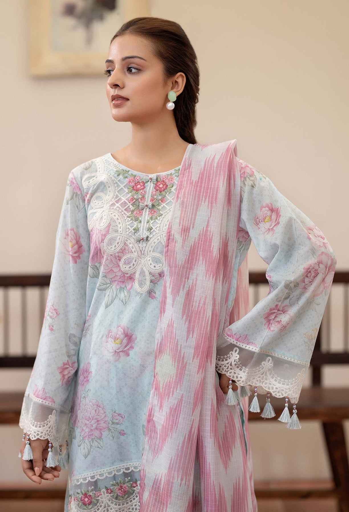 Adans Libas | Prints Eid Edit | 26680 M Ice Blue Lawn