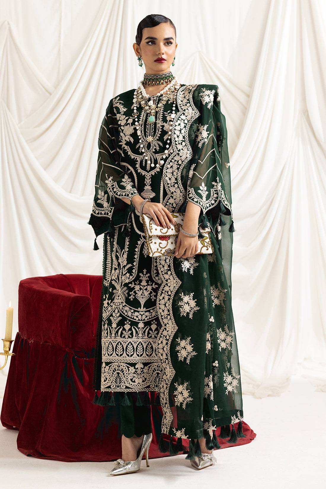 Alizeh | Formals Collection | Clara B (GREEN) - Pakistani Designer Dress - by Alizeh | Type: Formal - 100% Original at Saira Sultan