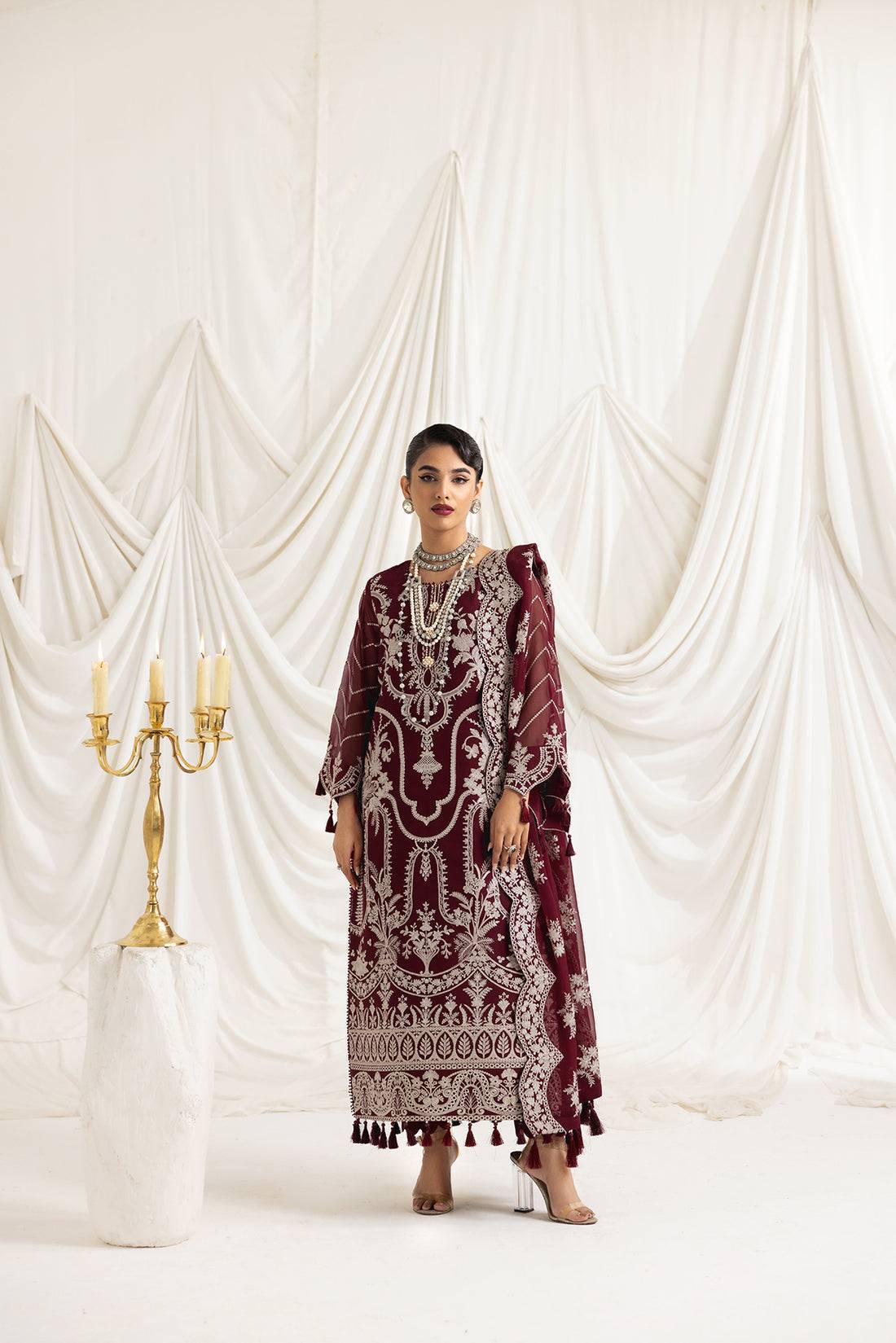Alizeh | Formals Collection | Clara C (MAROON) - Pakistani Designer Dress - by Alizeh | Type: Formal - 100% Original at Saira Sultan