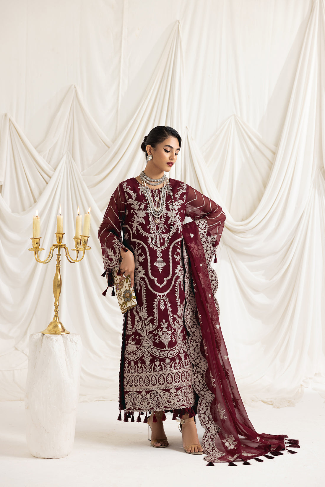 Alizeh | Formals Collection | Clara C (MAROON) - Pakistani Designer Dress - by Alizeh | Type: Formal - 100% Original at Saira Sultan