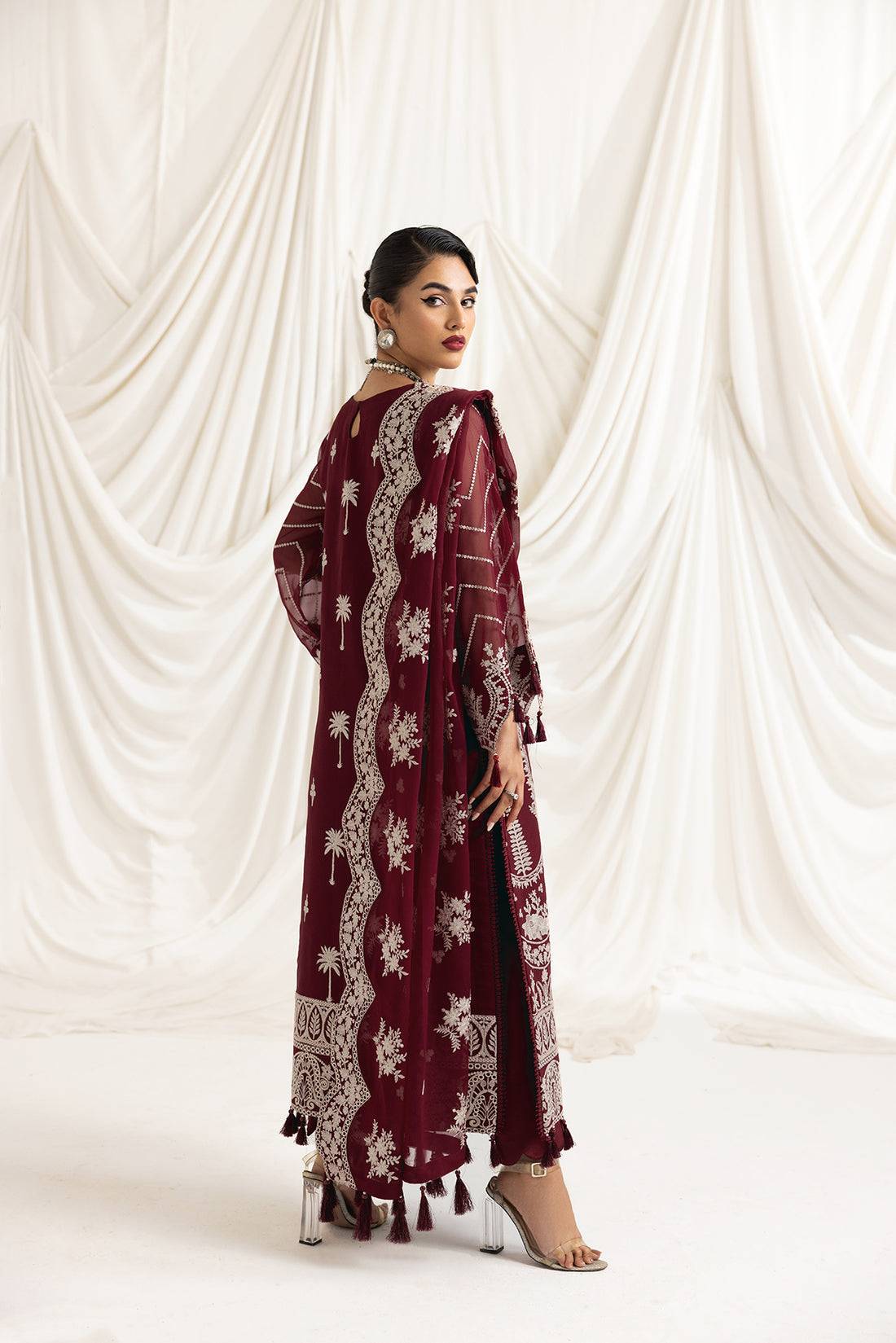 Alizeh | Formals Collection | Clara C (MAROON) - Pakistani Designer Dress - by Alizeh | Type: Formal - 100% Original at Saira Sultan