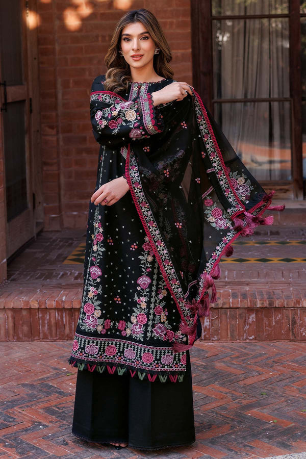 Farasha | Summer Weaves Embroidered Lawn | Ornate Noir Custom Size Black Lawn