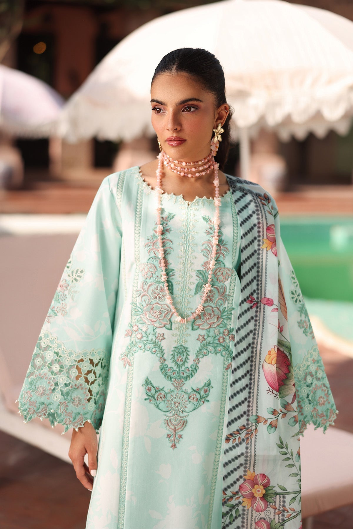 Alizeh | Embroidered Printed Festive Edit 25 |AF-EPL-7031-MIREGA M Ice Blue Lawn
