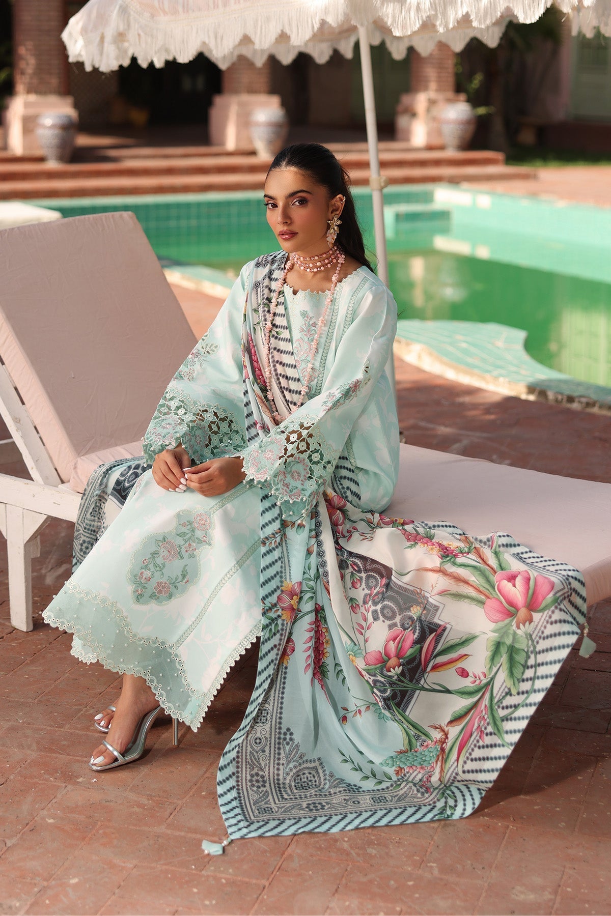 Alizeh | Embroidered Printed Festive Edit 25 |AF-EPL-7031-MIREGA XL Ice Blue Lawn