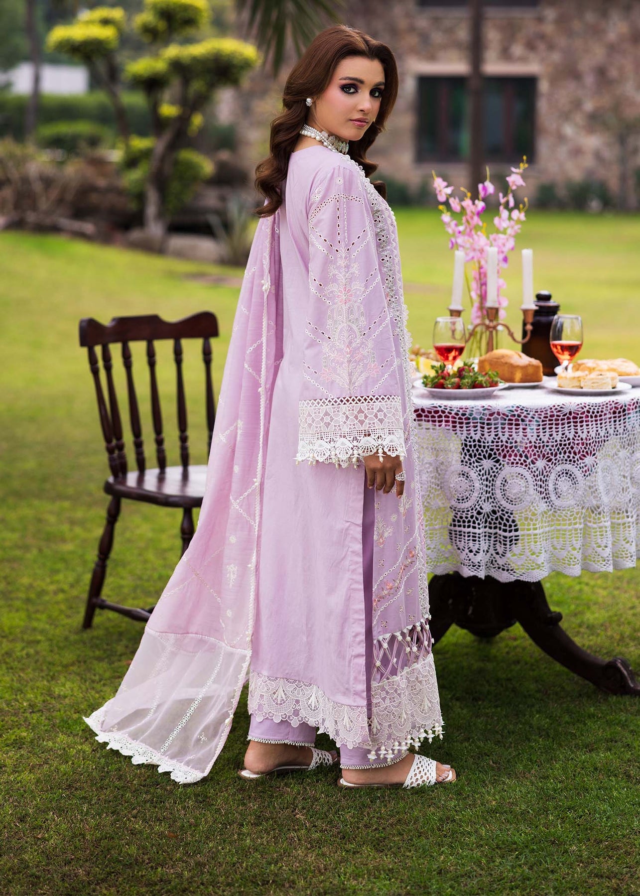 Paras by Pasha | Bloom and Beyond | Orchid Bloom S Lilac Chikankari