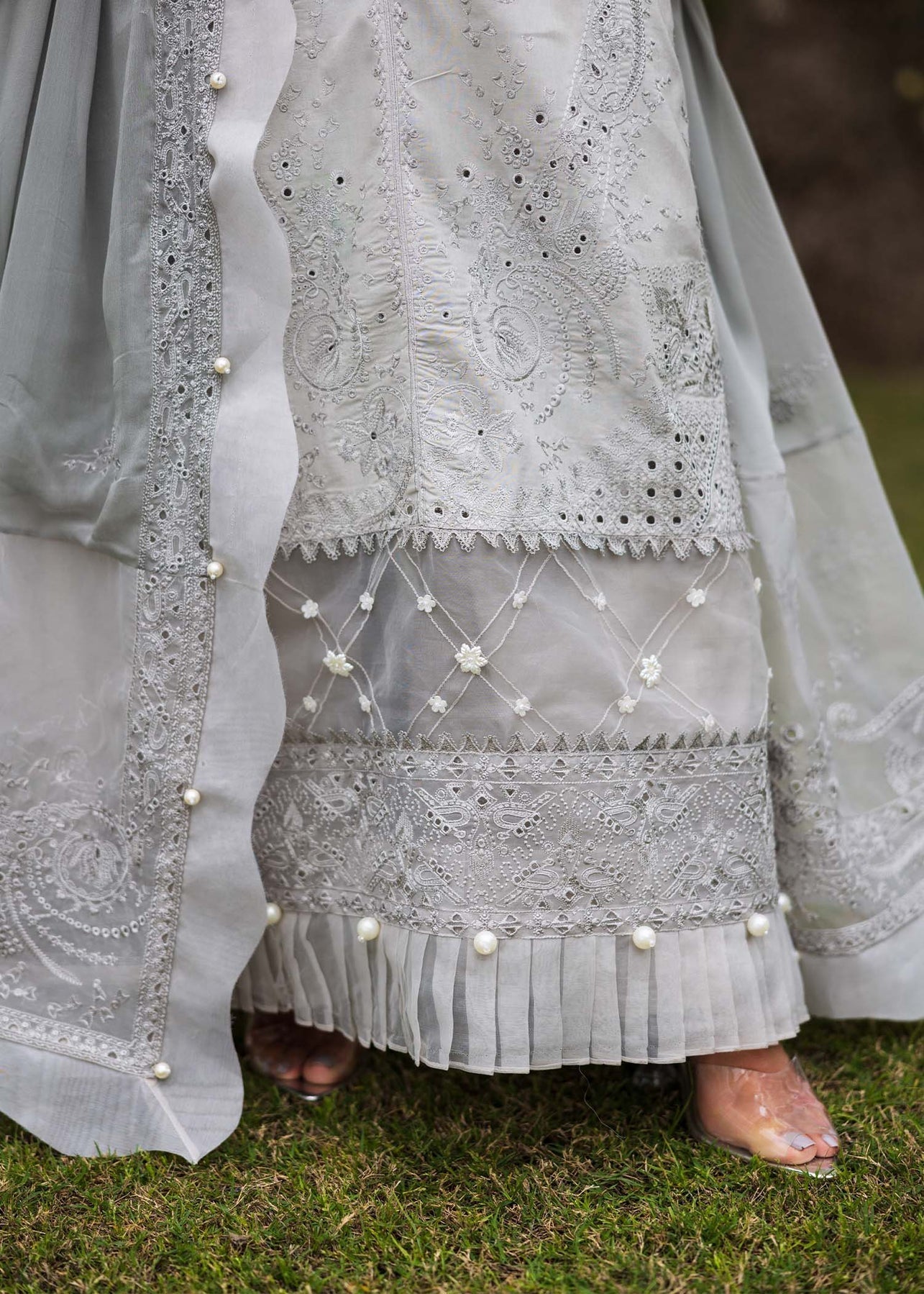 Paras by Pasha | Bloom and Beyond | Ash Bloom L Gray Chikankari Lawn