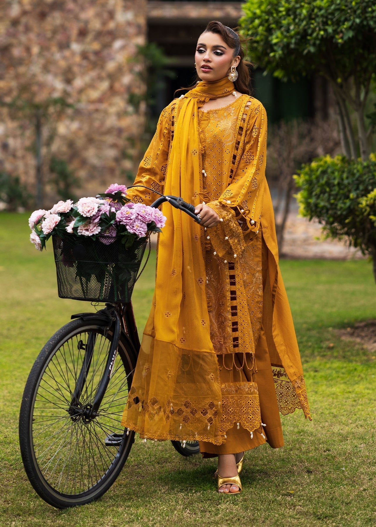 Paras by Pasha | Bloom and Beyond | Marigold Bloom XL Mustard Yellow Chikankari