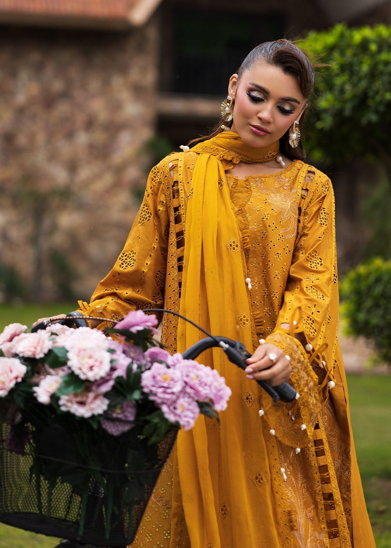 Paras by Pasha | Bloom and Beyond | Marigold Bloom L Mustard Yellow Chikankari
