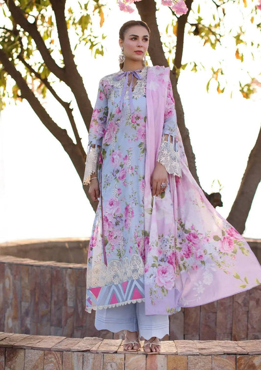 Elaf Premium | Prints Chikankari 24 | 04A OCEAN BLOSSOMS - Pakistani Designer Dress - by Elaf Premium | Type: Luxury - 100% Original at Saira Sultan