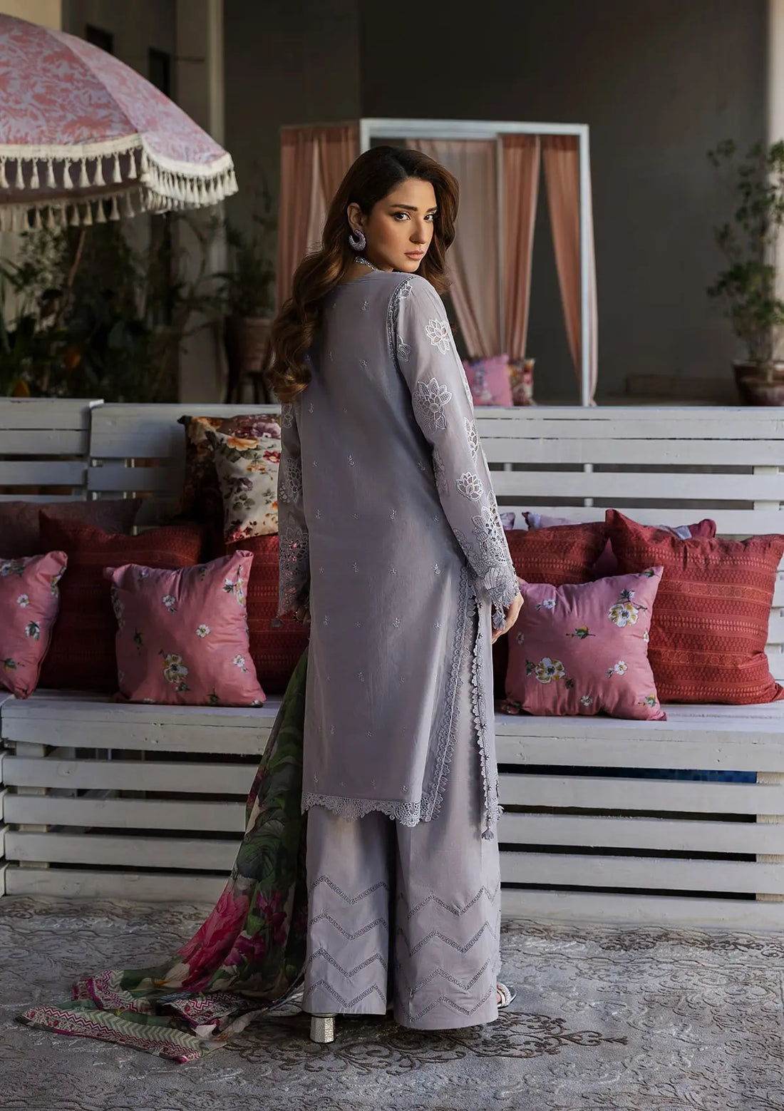 Kahf Premium | Luxury Lawn 25 | KLR-04 Lilia S Gray Lawn