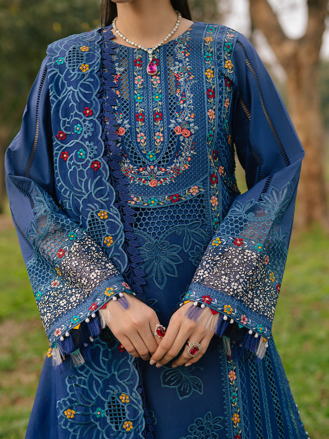 Bin Ilyas | Freesia Embroidered Lawn 25 | 102 - B M Blue Lawn