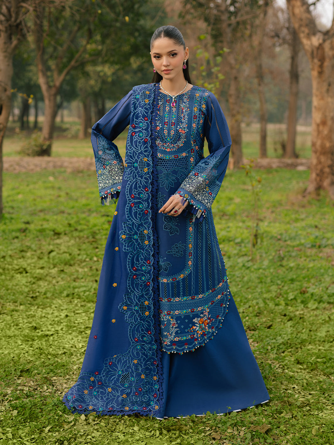 Bin Ilyas | Freesia Embroidered Lawn 25 | 102 - B XS Blue Lawn
